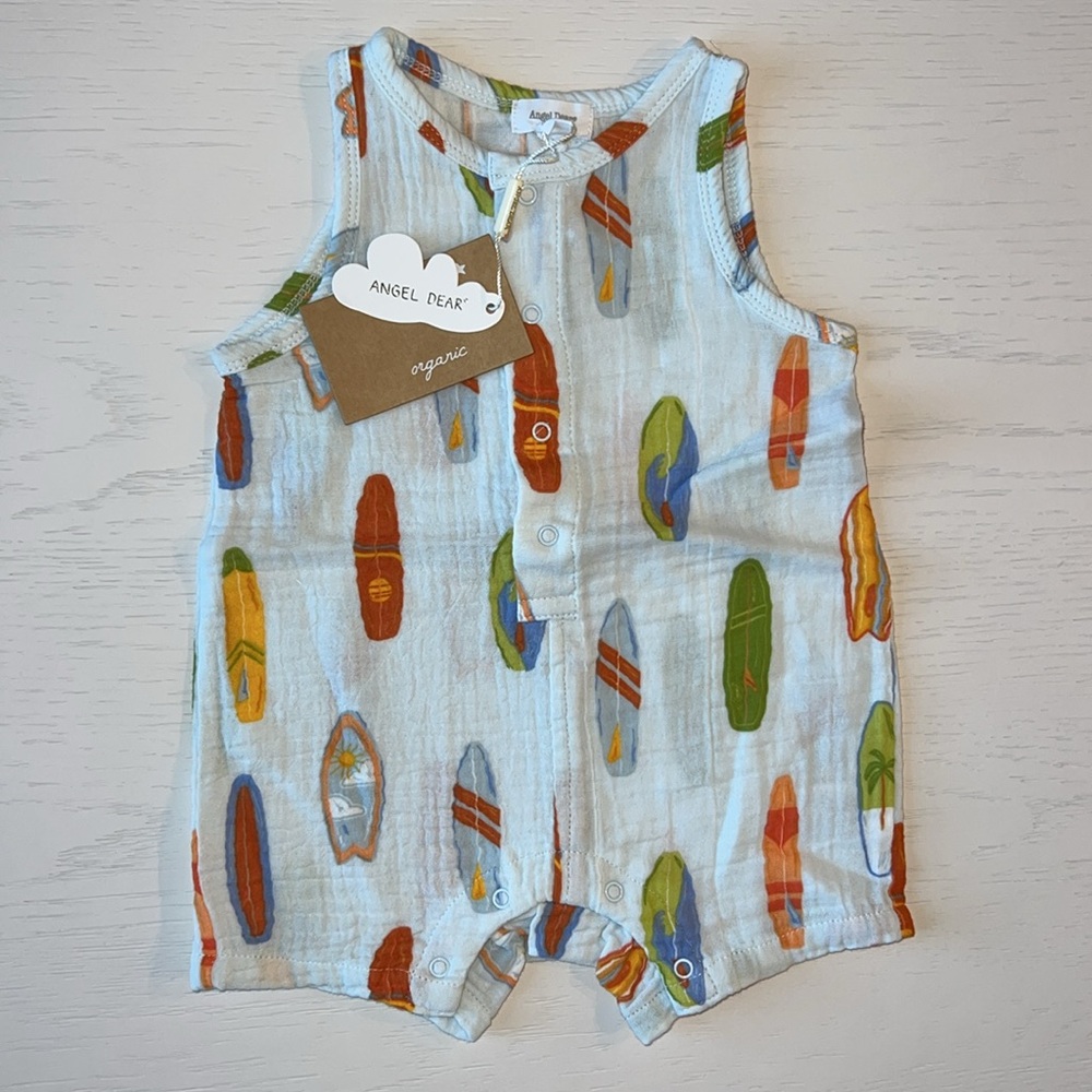 Angel Dear Shortie Romper Organic Cotton Surfboards 12-18 months